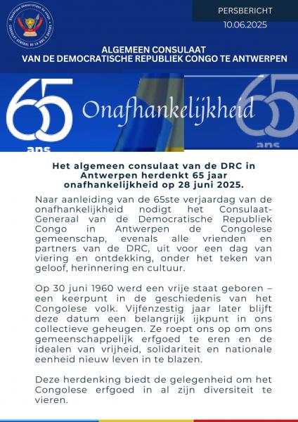 65 onafhankelijkheid van de Democratische Republiek Congo 