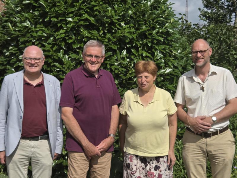 Het pastoresteam, v.l.n.r.: Michel, Jef, Leen, Gert 