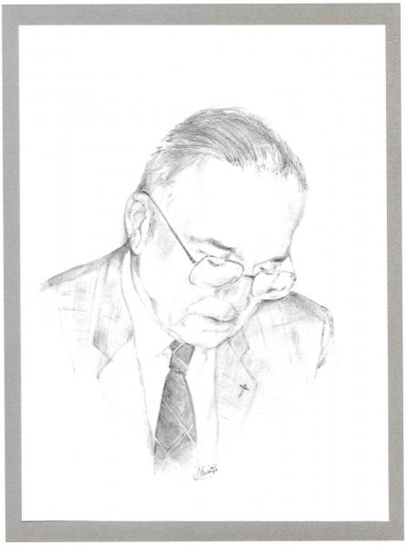 Pastoor Paul Pas, getekend door L. Matthys © H. Pius X-parochiegemeenschap Wilrijk