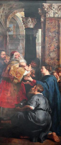 Op het rechterluik van het wereldberoemde 'Kruisaflegging' van Rubens zie je Simeon en Hanna met de pasgeboren Redder van de wereld. © WikiCommons