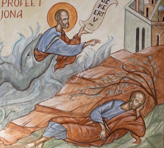 De profeet Jona © Fresco Andreaskerk orthodoxe parochie Gent – Foto J.P. Vanhopplinus