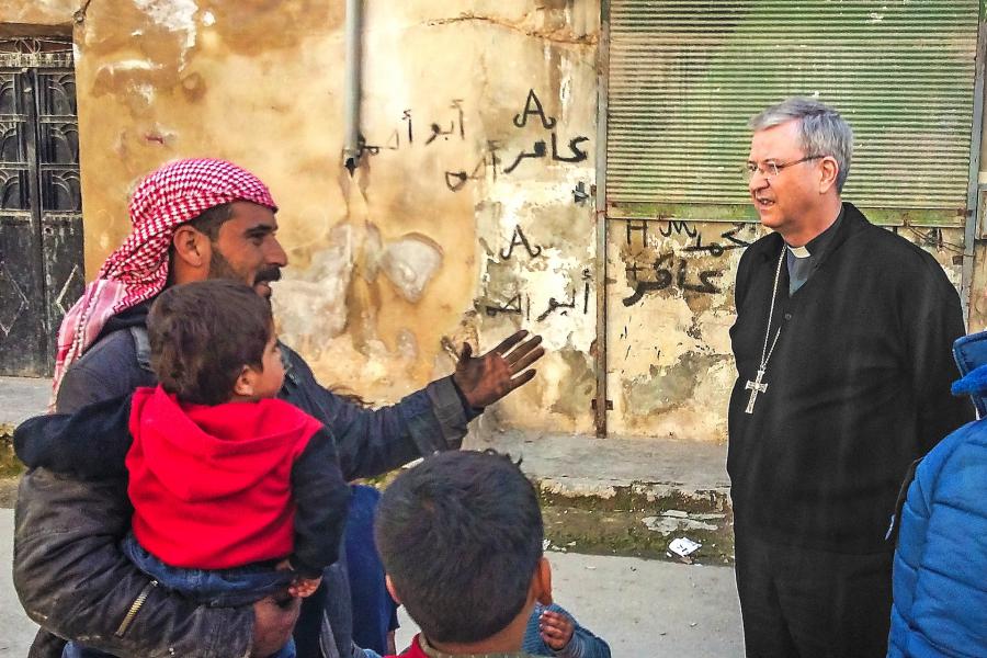 Mgr. Bonny is onder de indruk van de verwoesting in Aleppo.  © Bisdom Antwerpen