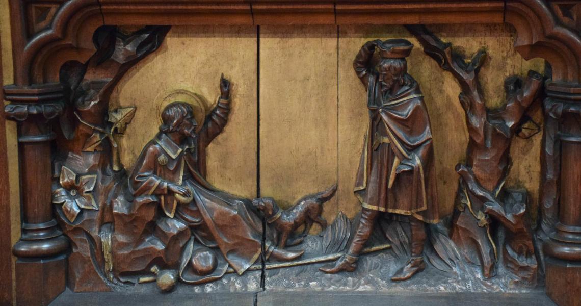 In het bos vindt heer Gotthard bij St.-Rochus zijn hond terug (altaarretabel gewezen St.-Rochuskerk, Kortrijk) 