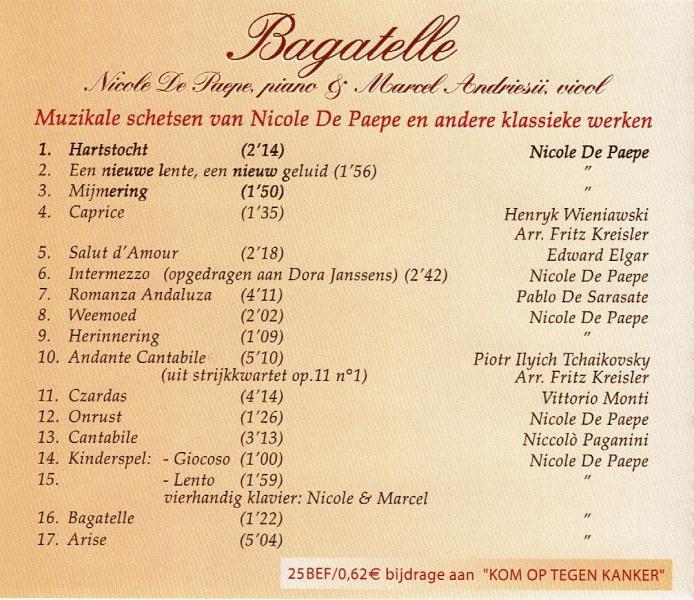 Bagatelle inhoudsopgave 