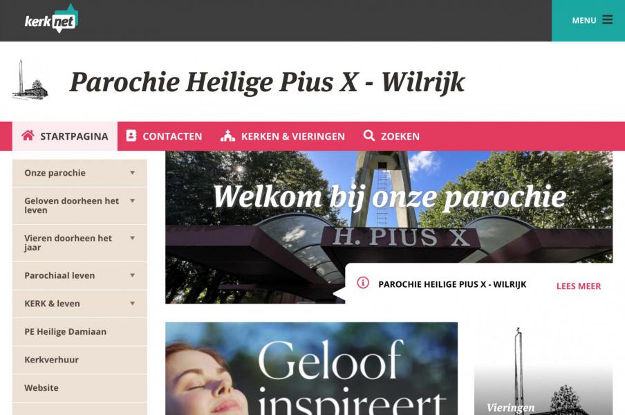 Zo ziet de startpagina van de Pius X-microsite er uit, je komt er op terecht als je surft naar www.pius-x.be 