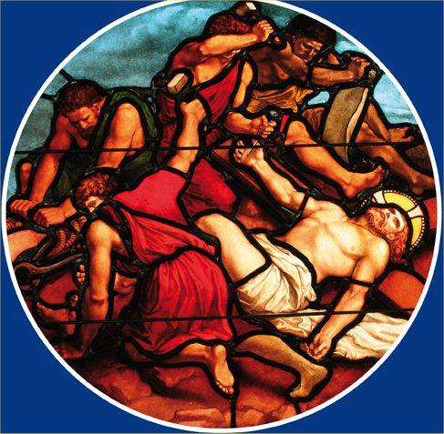 11e statie: Jezus wordt gekruisigd.