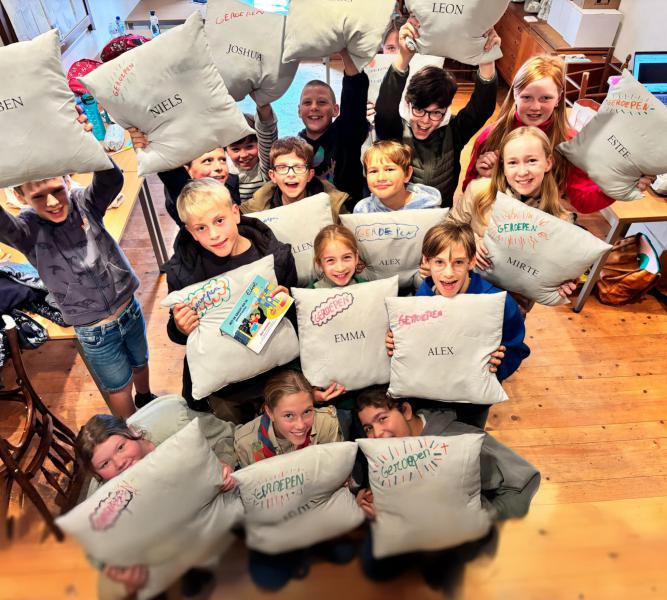 Dit kussentje symboliseert een zachte landing op de grote dag 