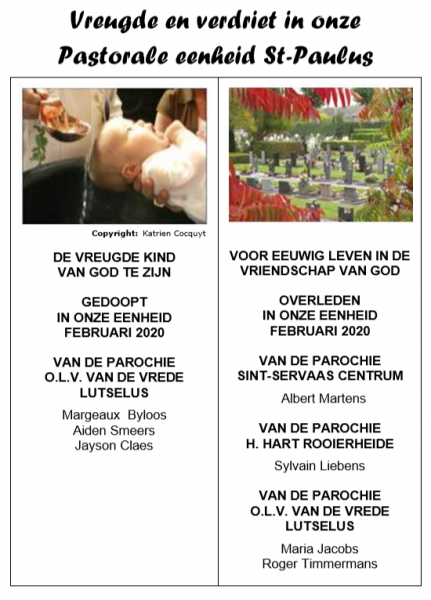 Vreugde en verdriet februari 2020 