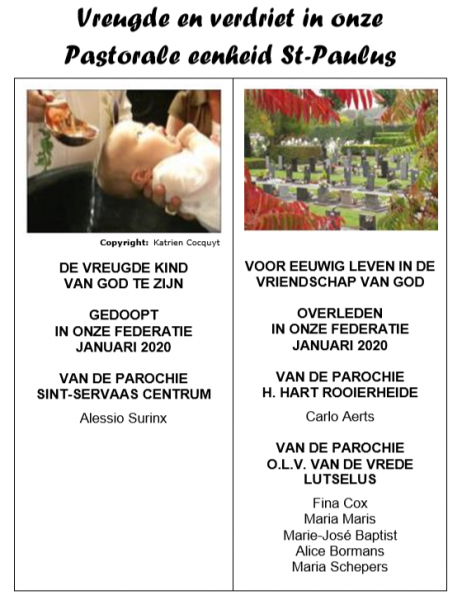 Vreugde en verdriet januari 2020 