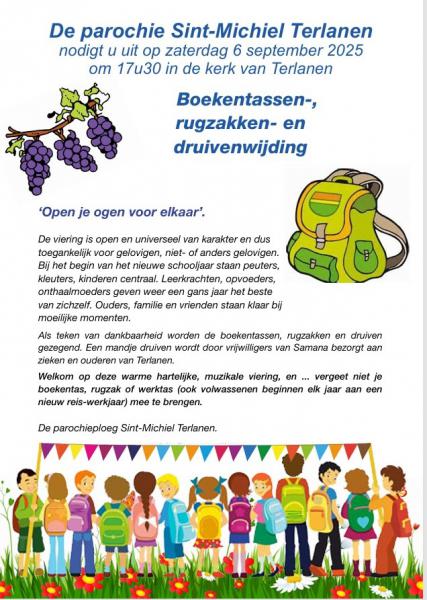 Boekentassenzegening en viering van druiven in Terlanen  