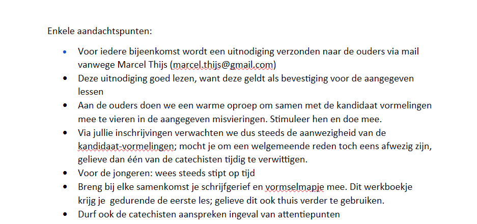 agenda catechese groep Romershoven '26-'27 