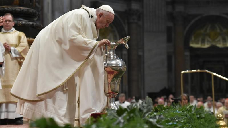 Paus Franciscus tijdens de chrismamis © Vatican Media