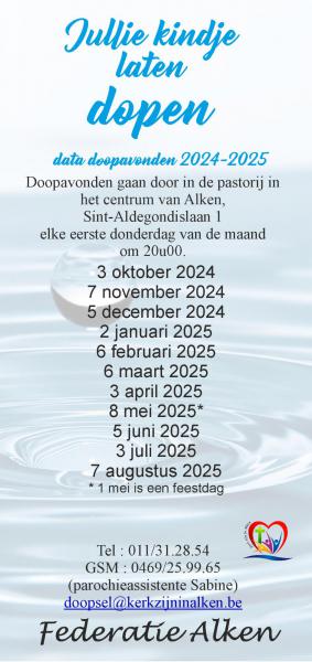 Data doopavonden 2024-2025 © Federatie Alken 