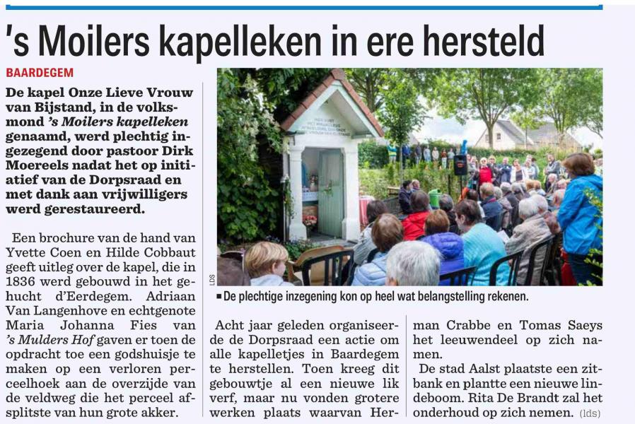 Inzegening gerestaureerde kapel Onze Lieve Vrouw van Bijstand op zondag 29 mei 2022 