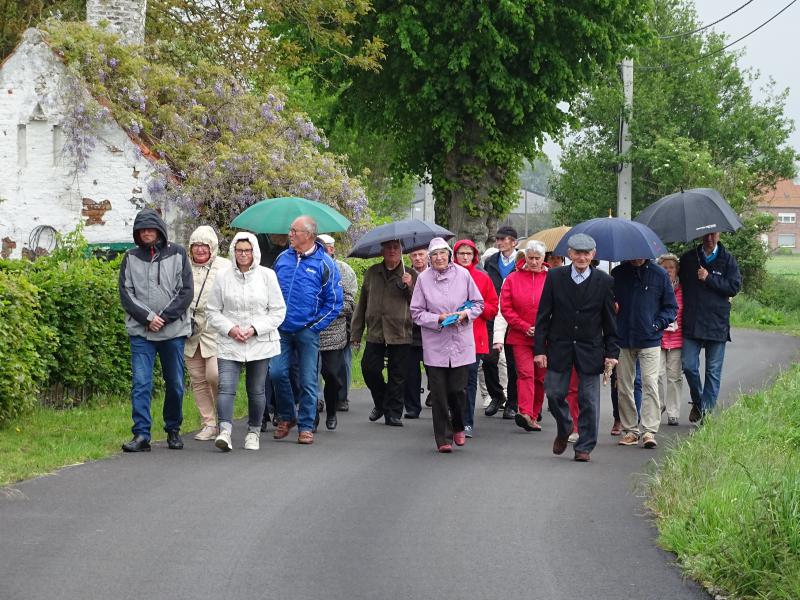 De wandelaars op weg naar de groeningekapel © PE Sint-Maarten Koekelare Ichtegem