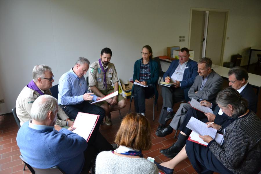 De gespreksgroep met Bertrand Goethals en Werner Fierens van Scouts & Gidsen Vlaanderen © Jeroen Moens