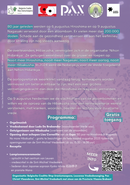 Digitale flyer Herdenking Hiroshima & Nagasaki © Lieve De Kinder