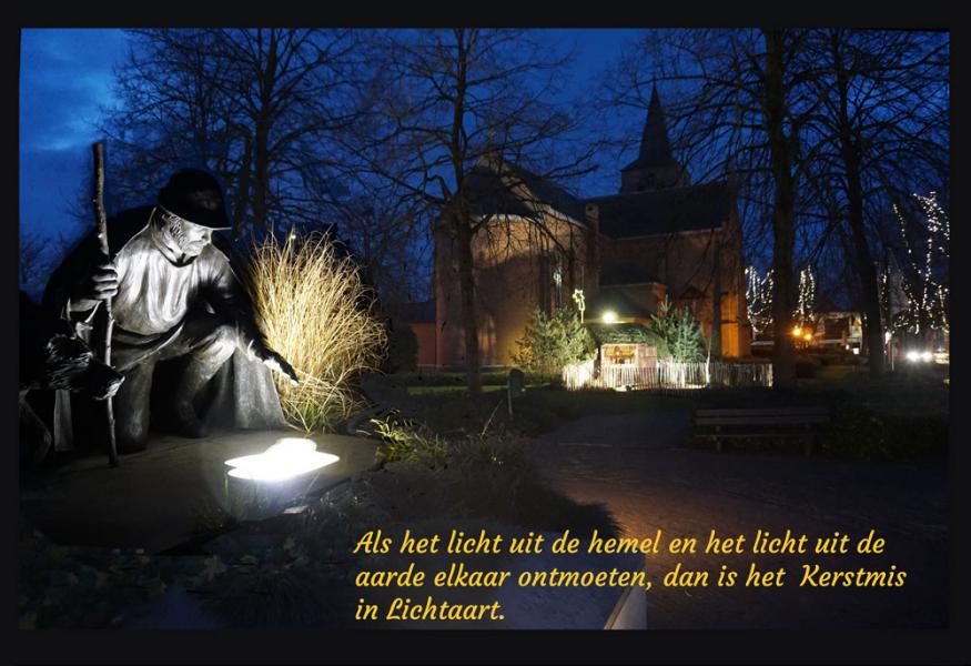 Kerstsfeer bij avond in Lichtaart  © parochie Onze-Lieve-Vrouw Lichtaart