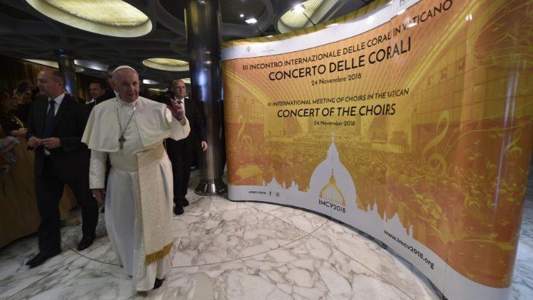 Zaterdagmiddag was er een gezamenlijke uitvoering van koormuziek © Vatican Media