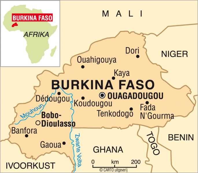kaart van Burkina Faso © Broederlijk Delen