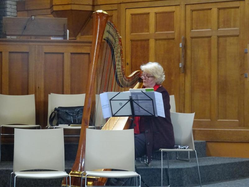 De concertmis van zondag 7 juli werd opgeluisterd door de Bulgaarse harpiste Amira Metodieva © Marjo Perry
