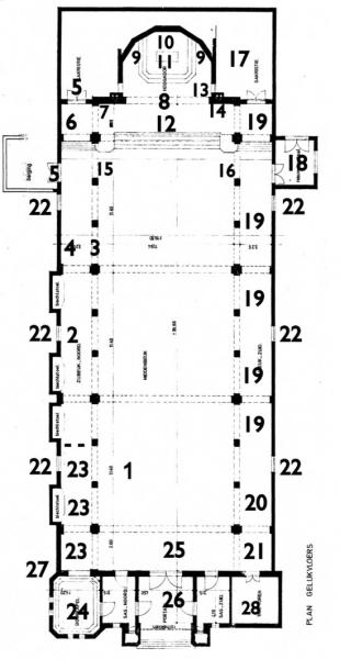 Grondplan van onze kerk © Parochie Onze-Lieve-Vrouw Middelares