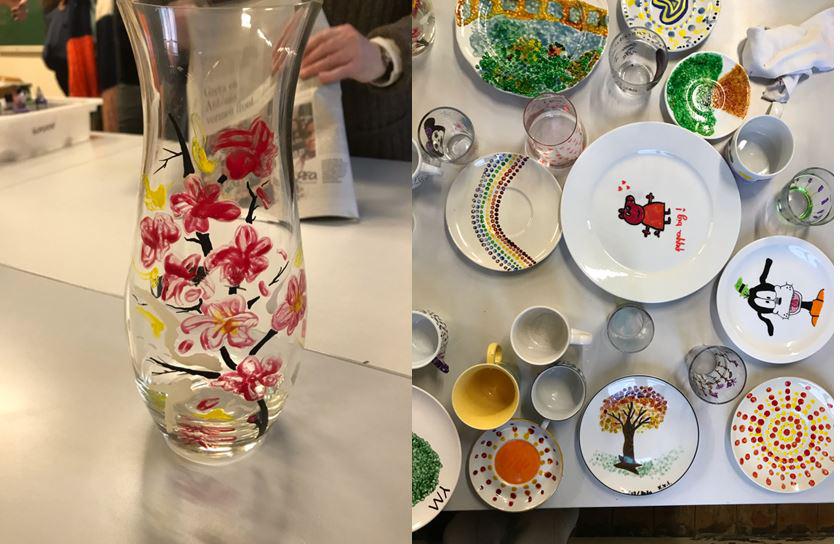 Ook ons zr Leen gaf een werkwinkel waarbij ze haar creatief hart kon uitleven  ... met resultaat. © Bernarduscollege