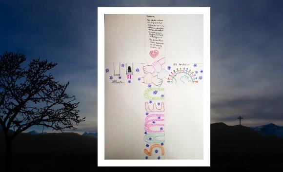 Leerlingen van hotelschool Stella Matutina gingen creatief aan de slag met Jezus' kruis, symbool van hoop! © Dominique Verstichel