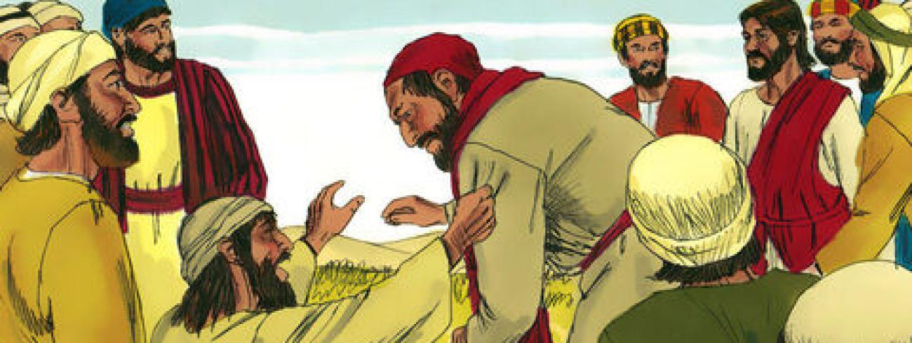 Jezus geneest een blinde man.  © Sweet Publishing / FreeBibleimages.org