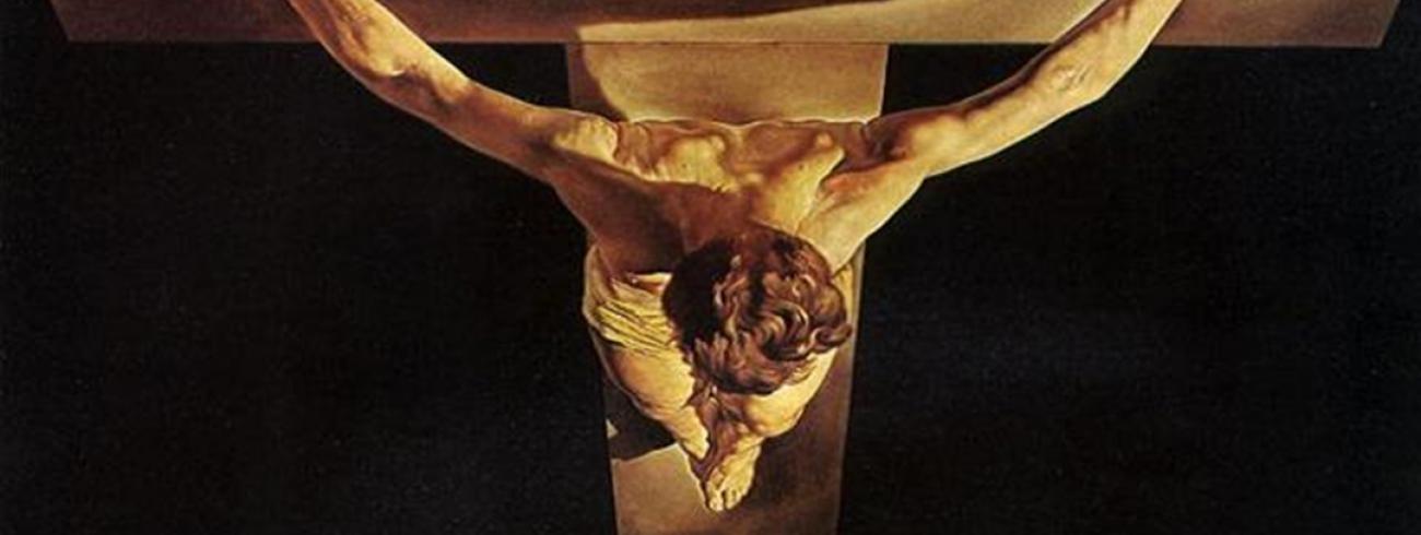 De Gekruisigde roept volgens Maurice Bellet de gelovige op verder te gaan dan wie ook,  waardoor ware menselijkheid mogelijk wordt (schilderij: Salvator Dalí,  De Christus van de heilige Johannes van het Kruis, 1951).  © rr