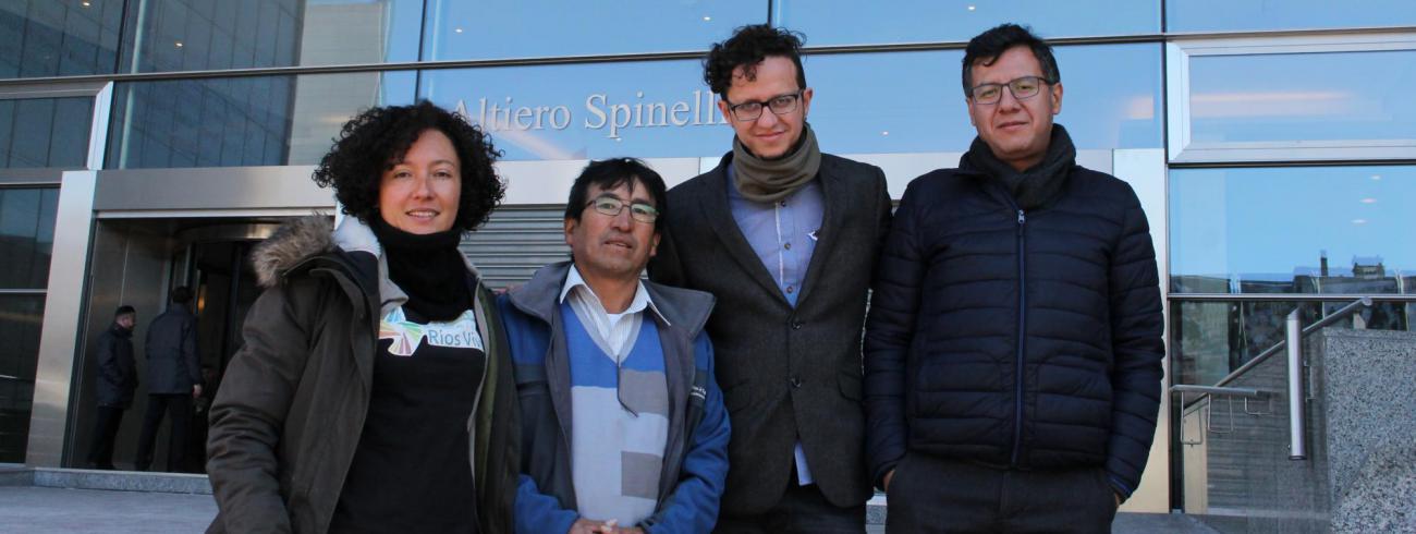 Vier activisten uit de Andes lobbytour 2018. © rr