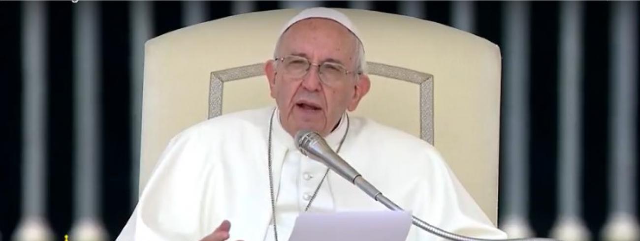Paus Franciscus tijdens een algemene audiëntie. © CTV