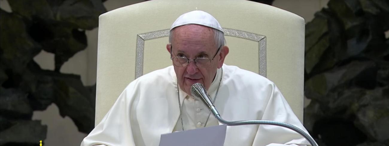 Paus Franciscus tijdens de algemene audiëntie op woensdag 23 augustus 2017 © CTV