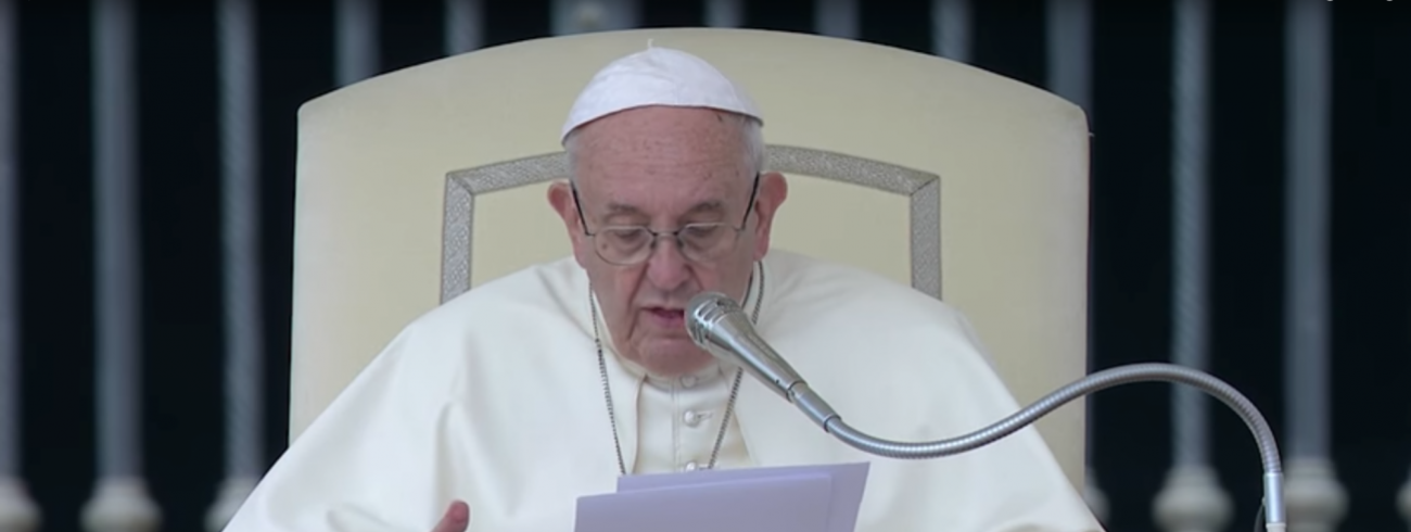 Paus Franciscus tijdens zijn catechese op de algemene audiëntie van woensdag 18 april 2018 © Vatican News