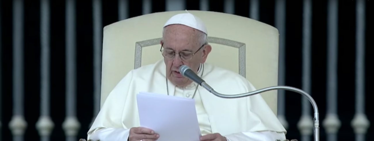Paus Franciscus tijdens zijn catechese op de algemene audiëntie van woensdag 16 mei 2018 © Vatican News