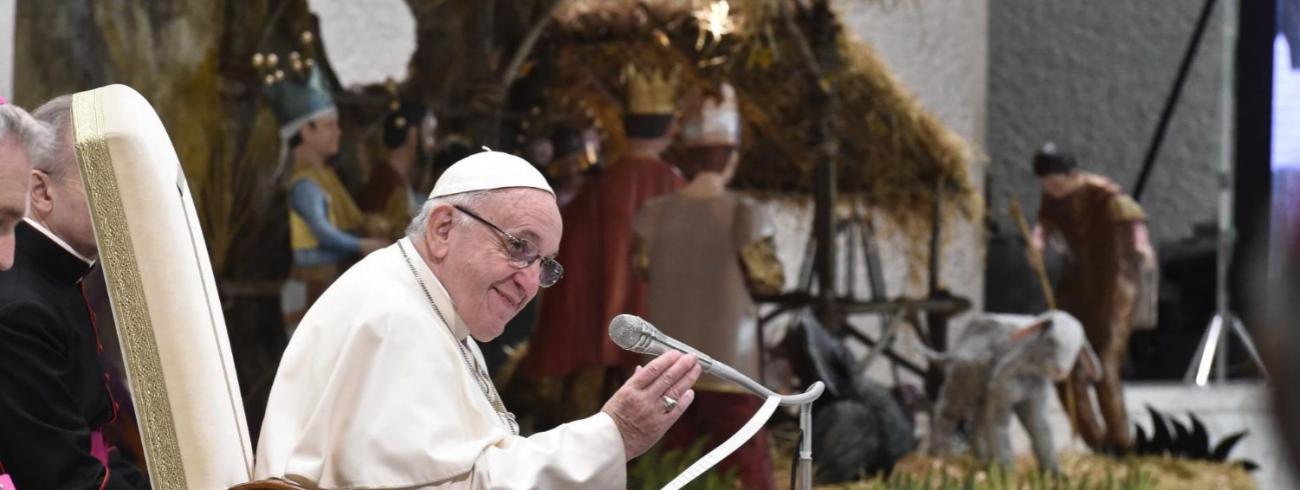 Paus Franciscus tijdens zijn catechese over Kerstmis op de algemene audiëntie van woensdag 19 december 2018 © VaticanMedia