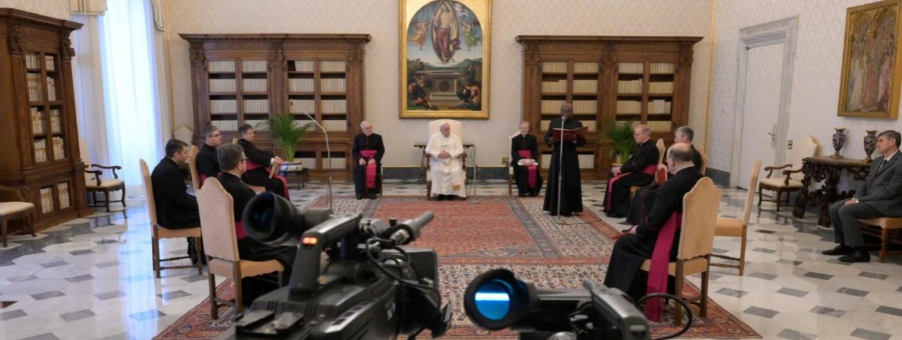 Paus Franciscus tijdens de algemene audiëntie van woensdag 22 april 2020 © VaticanMedia