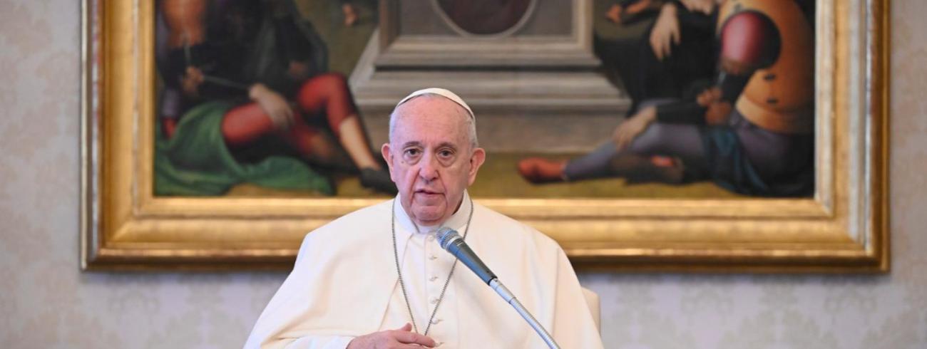 Paus Franciscus tijdens de algemene audiëntie van woensdag 29 april 2020 © VaticanMedia