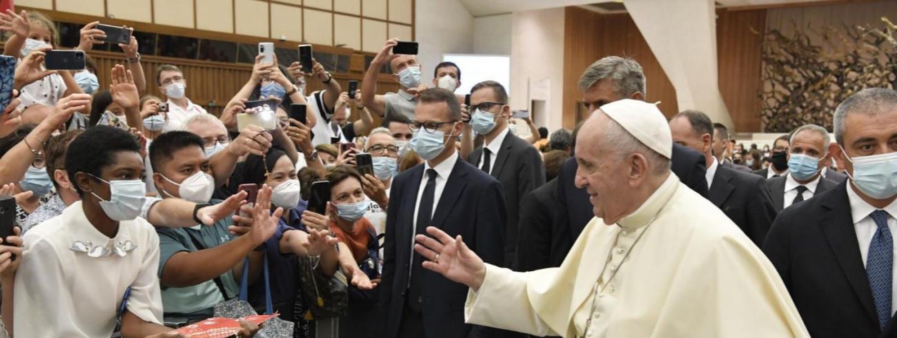 Paus Franciscus tijdens de algemene audiëntie van woensdag 18 augustus 2021 © VaticanMedia