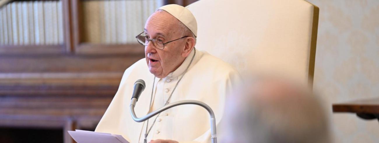 Paus Franciscus tijdens de algemene audiëntie van woensdag 7 april 2021 © VaticanMedia