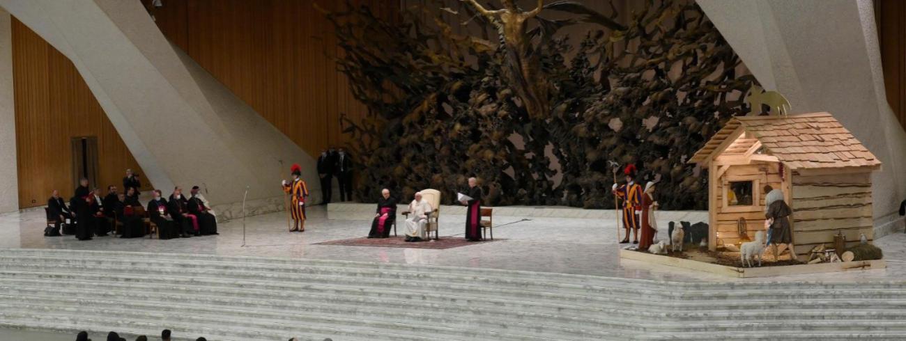 Paus Franciscus tijdens de algemene audiëntie van woensdag 22 december 2021 © VaticanMedia