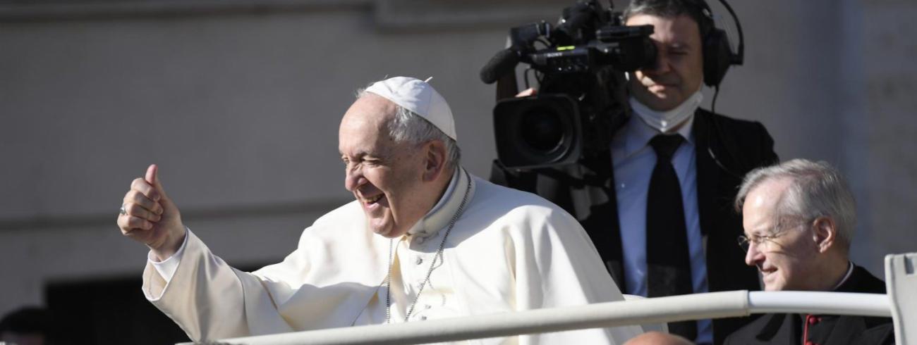 Paus Franciscus tijdens de algemene audiëntie van woensdag 27 april 2022 © VaticanMedia