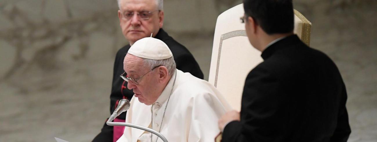 Paus Franciscus tijdens de algemene audiëntie van woensdag 16 februari 2022 © VaticanNews