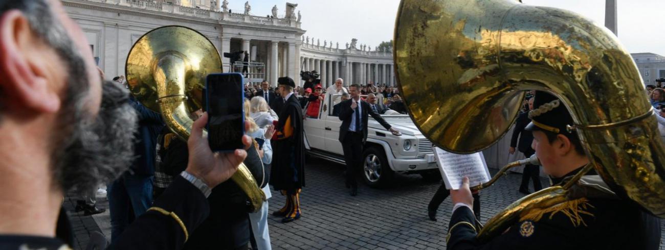 Paus Franciscus tijdens de algemene audiëntie van woensdag 19 april 2023 © VaticanMedia