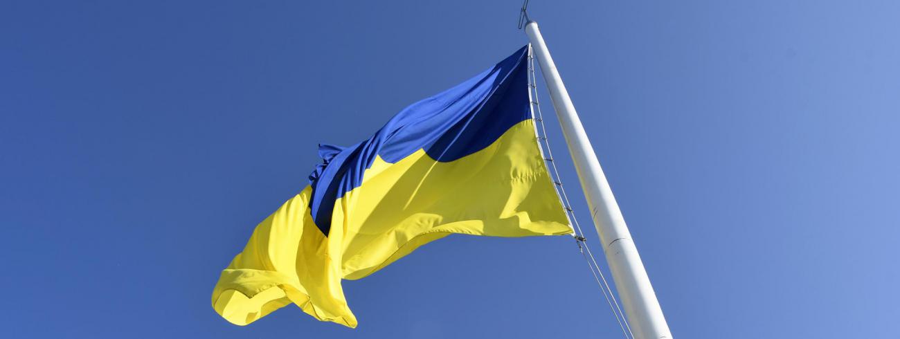 Vlag van Oekraïne op Sint-Baafs © Bisdom Gent, foto: Maîtrise