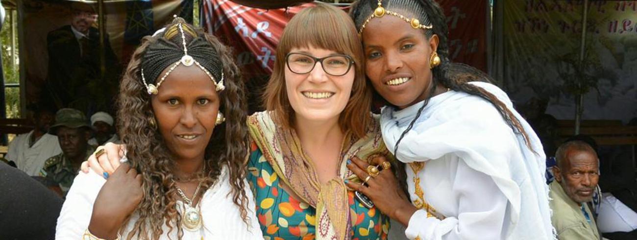 Pauline eerder dit jaar tijdens vrijwilligerswerk in Ethiopië.