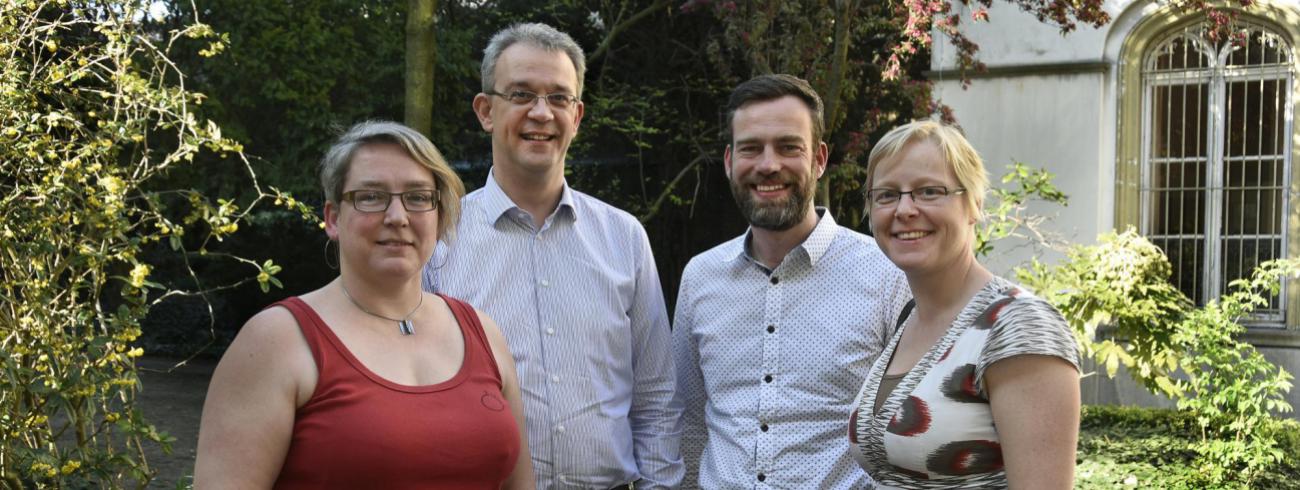 V.l.n.r.: Els Van Doren (Chiro), Peter Vande Vyvere (bisdom Gent), Jürgen Soetens (Landelijke Gilden en Boerenbond) en Linde De Corte (Beweging.net). © Maîtrise
