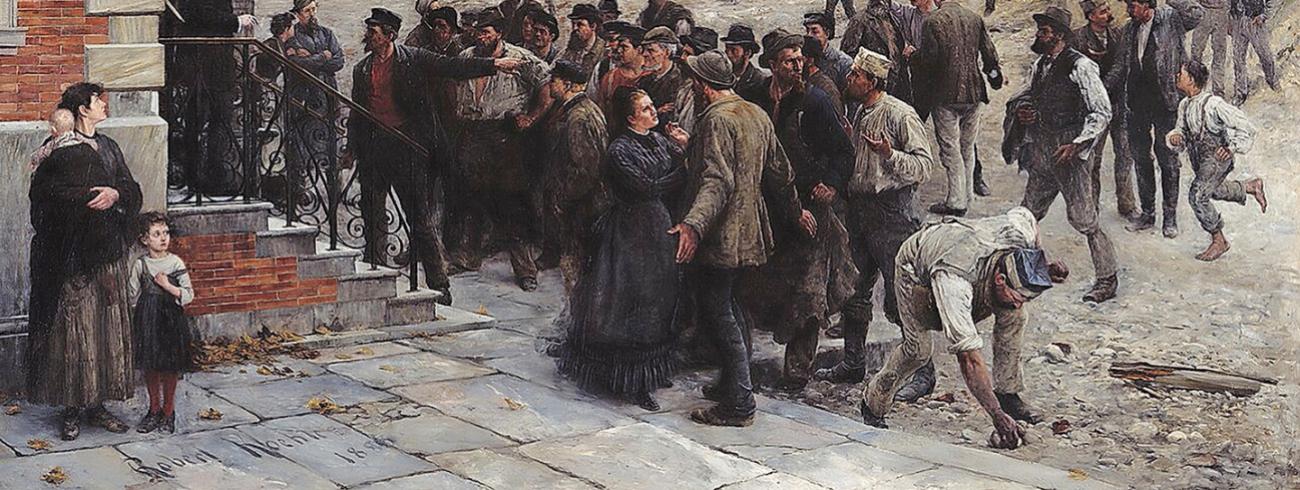 Robert Koehler, Der Streik (De staking), 1886, Deutsches Historisches Museum, Berlijn. © Wikipedia