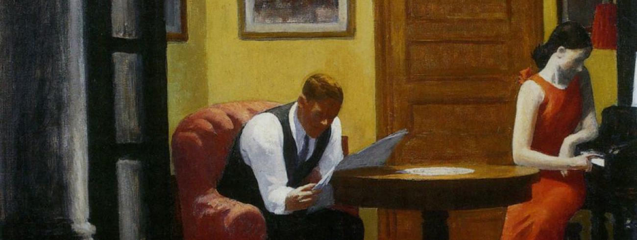 “Mensen die in een slechte relatie zitten, kunnen zich zelfs eenzamer voelen dan alleenstaanden.”  Foto: Edward Hopper, Room in New York, 1940.  © Wikimedia
