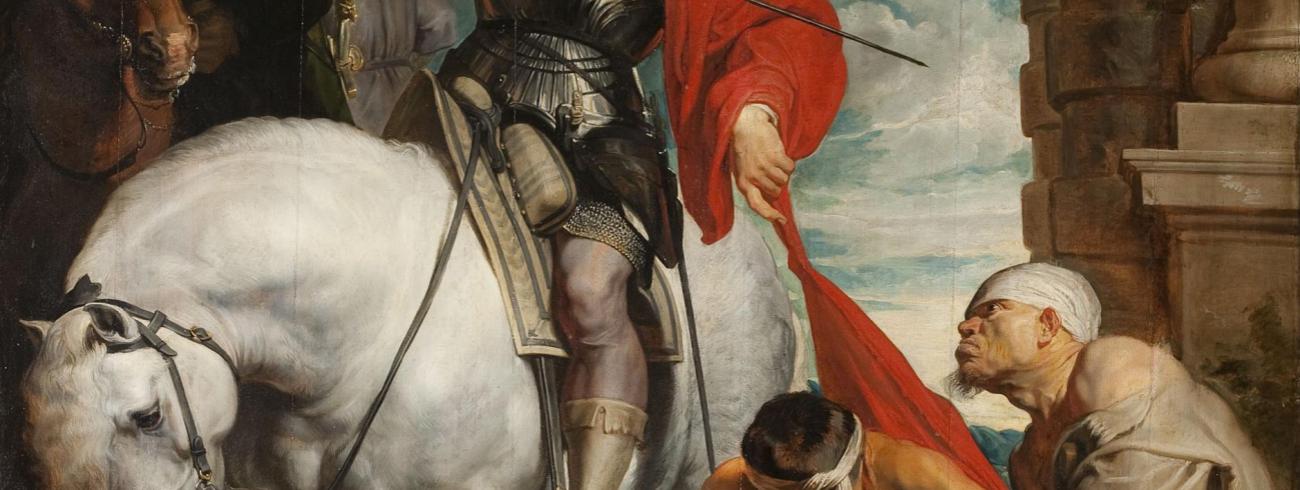 Sint-Maarten deelt zijn mantel met de armen © Antoon Van Dyck - St-Martinuskerk ZAventem